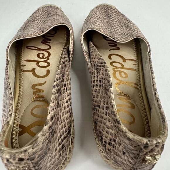 Sam Edelman 7M Kesia Leather Espadrille Loafer Snakeskin Pink Beige Slip On EUC - Picture 9 of 11